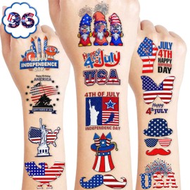 100 PCS Independence Day American Temporary Tattoos Themed Birthday Party Decorations Favors Supplies Decor Cute 4th of July Fourth of July Tattoo Stickers Gifts For Boys Girls Class Prizes Carnival