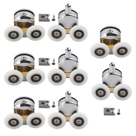 CLKE 8 Pcs Shower Door Wheels, 23mm Replacement Shower Door Wheels, Shower Door Twin Rollers, Zinc Alloy Curved Shower Door Rollers(4 Top +4 Buttom)