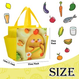 LHLZNB Lunch Bag Insulated Lunch Bag for Women Lunch Cool Bag with Front Pocket Portable Thermal Leak-Proof Lunch Bags for Women Girls Children School,Picnic Organizer for Work (Yellow Chick)