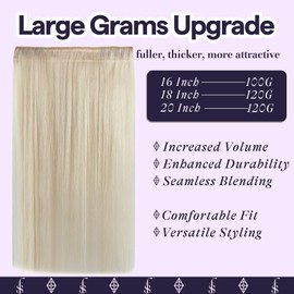 Fshine Secret Wire Human Hair Extensions Color 60 Platinum Blonde Adjustable Fish Line Extensions One Piece Clip ins Straight Hair 100G