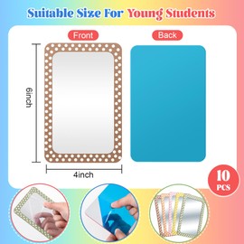 Dandat 10 Pcs Small Mirrors for Kids 4 x 6 Inch Unbreakable Shatterproof Mirror Round Corners for DIY Crafts and Preschool Facial Expression Classroom Educational Resources (Stylish Colors)