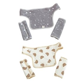 抱っこ紐よだれカバー 胸当てよだれパッド 6枚セット 綿ガーゼ ベビー 赤ちゃん 肩紐カバー サッキングパッド おでかけ お出産祝 (星の月、クマ)
