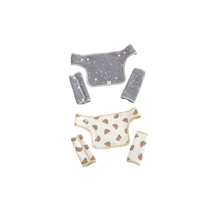 抱っこ紐よだれカバー 胸当てよだれパッド 6枚セット 綿ガーゼ ベビー 赤ちゃん 肩紐カバー サッキングパッド おでかけ お出産祝