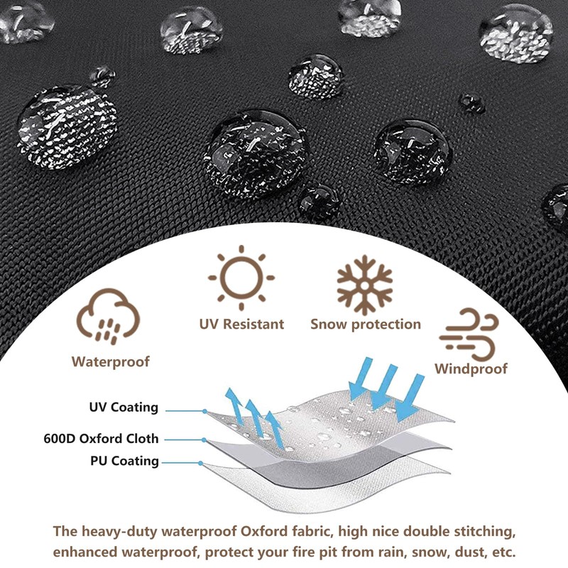 Alickwang 30-32 Inch Round Fire Pit Cover,Outdoor Waterproof 600D Heavy