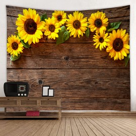 LYFANS Room Decor Aesthetic Tapestry for Bedroom and Laundry,Sunflower Flower Tapestries for Teen Girl Baby Shower Decorations Bathroom, 3D Print Brown Outdoor Garden Soft Fabric Art Wall Covering