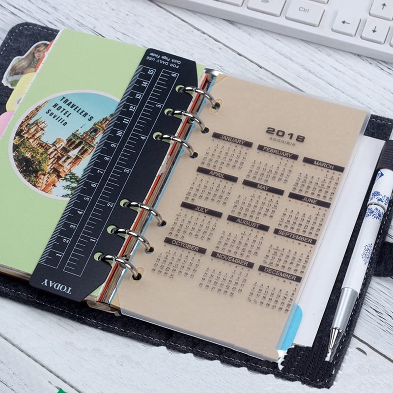 PHILSP 2 Pieces Black/Clear Plastic Page Marker Pouch Pagefinder Measuring