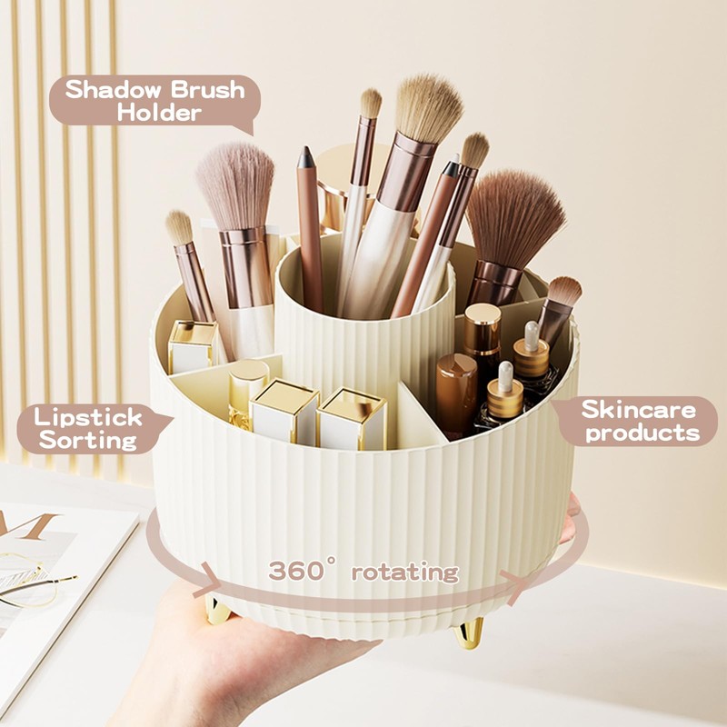 360° Rotate Makeup Brush Holder Organizer, Makeup Organizers Countertop, Makeup