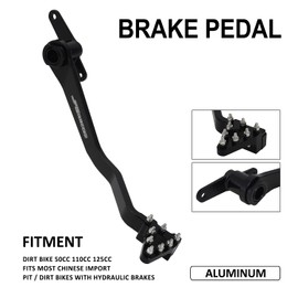 JFG RACING Motorcycle Folding Rear Brake Pedal Foot Lever CNC Universal for CRF XR RM KX KLX TTR PW SSR Apollo TAO TAO SDG 50cc - 125cc Dirt Pit Bike Black