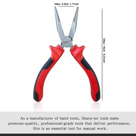 Sharp-tec Long Nose Pliers 160mm with Soft Grip Handles, Heavy Duty Nose Side Cutting Pliers