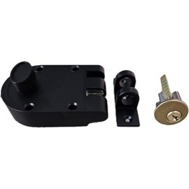 Em-D-Kay Tuff Stuff 167BK Black Finish Jimmy Proof Single Cylinder Deadlock Deadbolt with Flat Strike