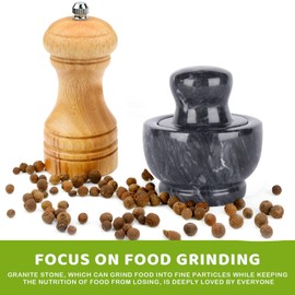 Comie Marble Mortar and Pestle Set,Mushroom Shaped Pill Crusher and Spice Grinder,Manual Coffee Grinder,3.7 Inch,1/2 Cup