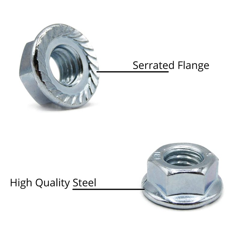 M6 Serrated Flange Hex Nuts - 6mm Steel (Pack of