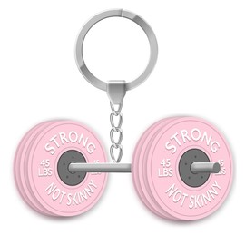 UBUN2 Mini Barbell Keychain - Strong Not Skinny | Fitness Weightlifting Gym Keyring Decoration Charm | Removable Weight Plates PINK
