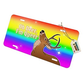 GRAPHICS & MORE Oh Deer I'm Queer Rainbow Pride Gay Lesbian Funny Novelty Metal Vanity Tag License Plate