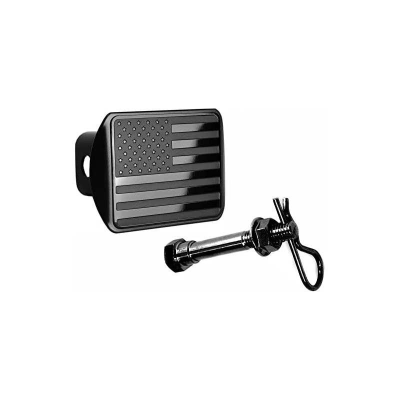 American Black Flag Metal Hitch Cover (Fit 2" Receiver, Black)
