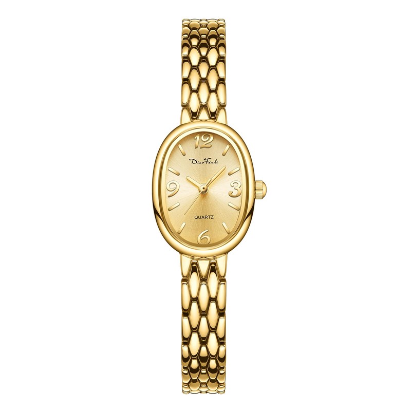 Diaofendi Petite Vintage Oval Gold Women’s Watch, Waterproof Elegant Watch