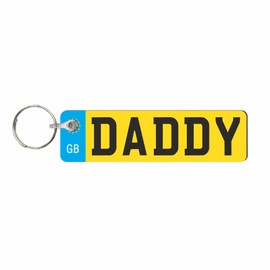 Pixie's Gifts Custom License Plate Keychain - Wooden Number Plate Keyring - Mini Number Plate Key Ring - Name Plate Keychain - Just Passed Milestones (DADDY)