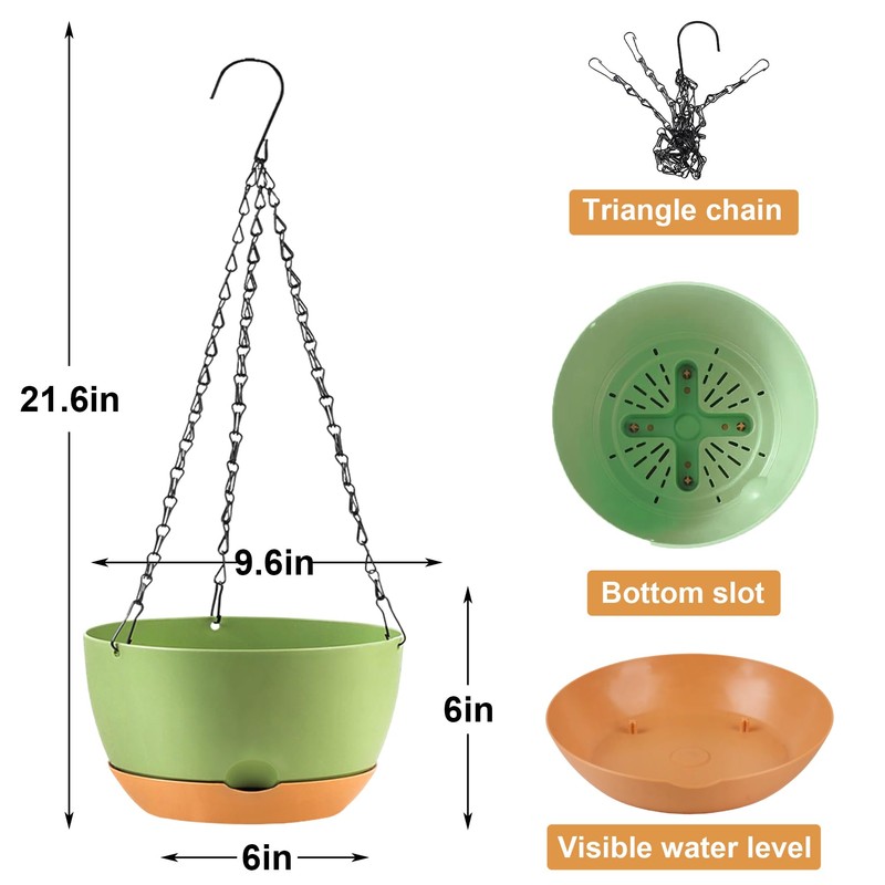 KPUVX 10 Inch Self Watering Hanging Pots, 3 Pack Hanging