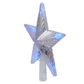 Hofert 5 Point Star Christmas Tree Topper-Multicolor LED Lights, 9.5", Clear