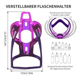 OSIGEI Bottle Holder Bicycle Updated Version Drink Holder 35 g Lightweight Water Bottle Holder Colour Gradient Drink Holder Bicycle for MTB and Road Bikes (Blue Purple x 2)