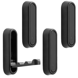 4 PCS Foldable Heavy Duty Alloyed Wall Hooks for Hanging Coats and Hangers, Sturdy Coat Hooks for Wall, Drawer Handle, Cabinet Handle Compatible with Adhesive Glue No Drill Design (Black)
