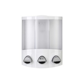 Croydex Triple Soap Dispenser, Shower Dispenser Wall Mounted, Lifts Off for Easy Refill, Shower Gel Dispenser, Perfect for Bathroom or Kitchen, Eliminates Clutter, All Fixings Included, White