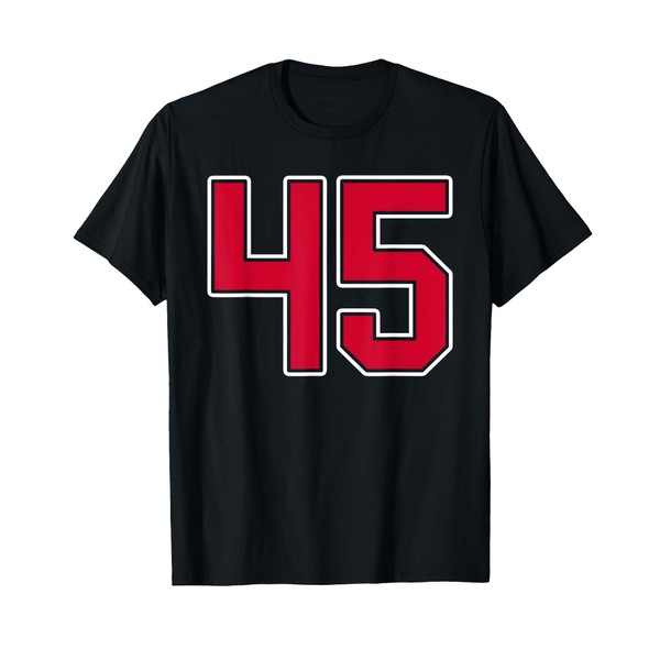 Red White Number 45 Jersey Player Uniform #45 T-Shirt