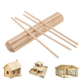 Eidoct 50 Pcs Square Wooden Sticks, Balsa Wood Sticks, Unfinished Hardwood Strips, Natural Long Woodcraft Sticks, Wood Dowel Rods, for DIY Molding Crafts Projects Making Stands (6 x 6 x 300 mm)