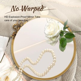 Vintage Round Mirror Antique Gold Vanity Mirrors 12inch Metal Ornate Circle Wall Mirror, Baroque Home Decor for Dressing Table, Bedroom