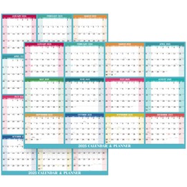 2025 Yearly Wall Calendar - Dry Erase Calendar 2025, Jan. 2025 - Dec. 2025, 34.8'' × 22.8'', 2-Sided Erasable Calendar with 8 Round Stickers