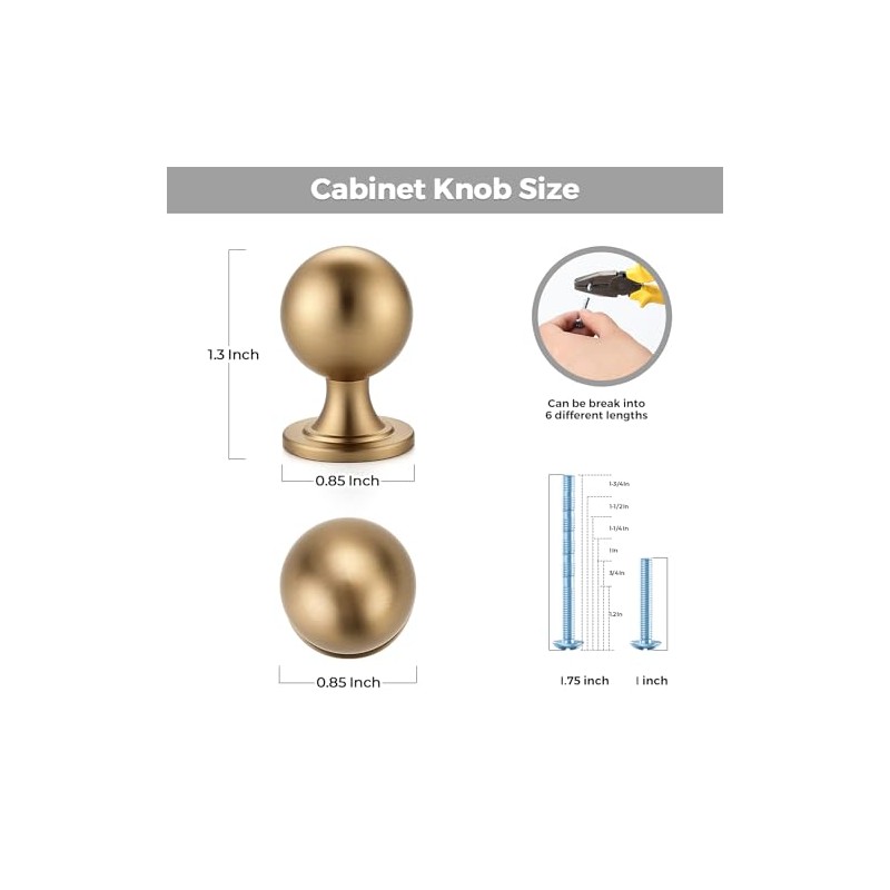 12 Pack Champagne Bronze Cabinet Knobs, Round Ball Knobs for