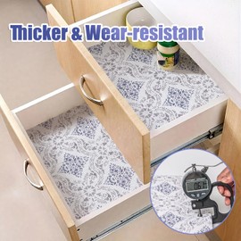 Tatyanna Shelf Liner for Kitchen Cabinets Non Adhesive Boho Drawer Liners Strong Grip Non Slip Cabinet Liner Waterproof Easy to Clean Shelf Liners for Pantry Cupboard Dresser Shelves 12IN x 16.4FT