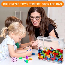 Dhqkqg 8 Pcs Toy Storage Bags, Clear PVC Toy Storage Bags with Zipper, Waterproof Toy Organizing Bags, Clear Storage Bags for Building Blocks Puzzles Toys, Board Games, Puzzle
