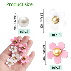 Pack of 35 Crocs Plugs, Flower Shoe Pins for Crocs Pin Pins Shoe Charms Removable Shoe Pendant for Girls Women Children, Polyvinyl Chloride