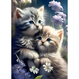 TOSTOG Diamond Painting for Adults Beginners, 5D Kitten Diamond Painting Kits Pictures DIY Full Drill Diamond Painting Set 30 x 40 cm for Wall Decoration