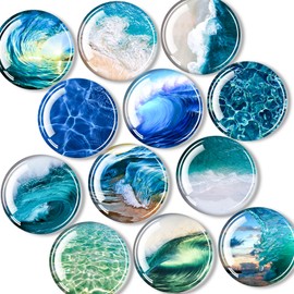 DARUITE 12Pcs Glass Fridge Magnets Refrigerator Magnets for Crafts Strong Magnets for Adults Small Magnets for Fridge Cute Magnets for Whiteboard Office Classroom Kitchen Dishwasher(Ocean)