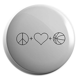 Hippowarehouse Peace, Love and Basketball Badge Various Sizes 38mm 50mm 75mm