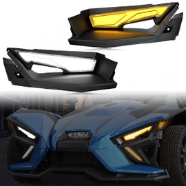 SAUTVS Front Upper Accent Panel Light Kit for Slingshot, Daytime Running Lights & Trim Panel, DRL & Driving Lights Decorative Plate for 2014-2023 Polaris Slingshot S SL SLR R LE Modified Accessories
