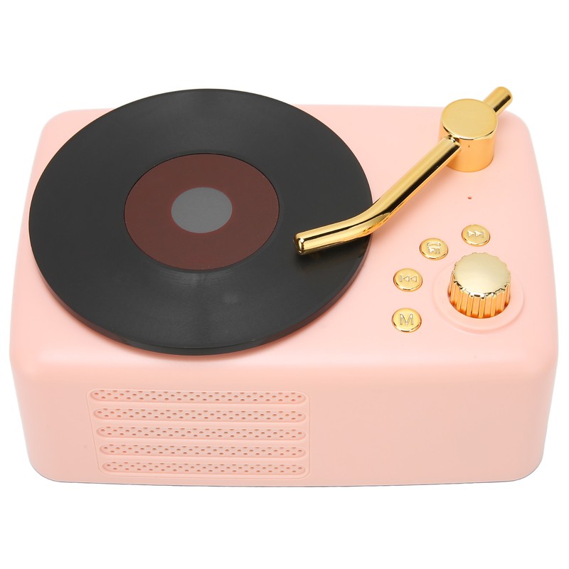 Bluetooth Speaker Stereo USB Charging Retro Turntable Design Portable Mini