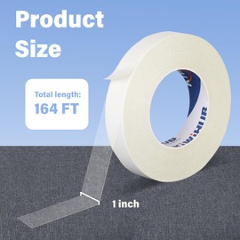 KIWIHUB Heavy Duty Fabric Tape - Double Sided Sticky Fabric Tape Strong Adhesive Cloth Hem Tape,Hemming Tape No Sewing or Ironing, Gluing - 1 Inch x 164 Feet