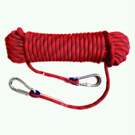 EECCLL 0.4 inch (10 mm) Rope, 32.8 ft (10 m) / 65.6 ft (20 m) / 98.4 ft (30 m / 164.0 ft (50 m), Load Capacity 2,645.5 lbs (1,200 kg), Polyester, Accessory Cord with Carabiner, Red, 32.8 ft (10 m)