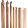 HESTYA 15 Pieces Wooden Bamboo Crochet Hooks Set Handcrafted Knitting