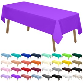 Purple Plastic Tablecloths 2 Pack Disposable Table Covers 54 x 108 Inch Bridal Shower Party Tablecovers PEVA Violet Table Cloths for Picnic Birthday Wedding Banquet Parties 8 ft Rectangle Table Use