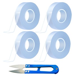 Snnshun Curtain Drapery Ring Glide Tape - Clear Curtain Slide Tape，Quiet Shower Curtain Rod Glide Tape Used to Prevent Curtain Rings from Catching On Curtain Rod Connectors (4 Rolls)