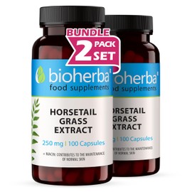 Horsetail Grass Extract 250 mg - 200 Capsules by BIOHERBA | Natural Silica-Rich Supplement for Hair Skin Nails and Bone Health