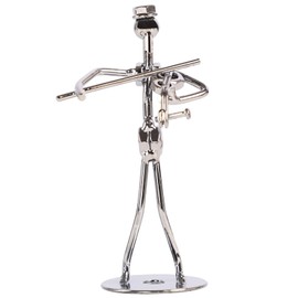 Etsdhw Small Iron Sculpture,Metal Musician Player,Art Figurine Decorations,Musical Man Statue Gift,Display for Home Office Desk (Violin)