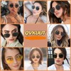 QVKUUT Retro Polygon Sunglasses for Men and Women, Gold/Orange
