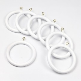 White Wooden Curtain Rod Ring, Wood Curtains Rings, Hooks, and Hangers for Shower Curtains and Drapery, Durable Wooden Ring for Hanging (24, 2.7 INCH Inner Dia.)