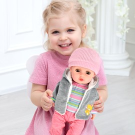 Doll Clothes, Clothing Outfits for Baby Dolls, Baby Doll Clothes, Doll Clothes Set, Doll Accessories for 43-48 cm Dolls, Romper, Hat, Socks, Coat