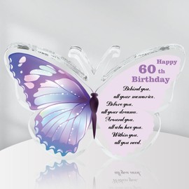 60th Birthday Gifts for Women, Acrylic Butterfly Plaque Gifts for 60 Years Old Women, Ladies 60th Birthday Gifts, Wonderful 60th Birthday Present for Mum Wife Sister Best Friend